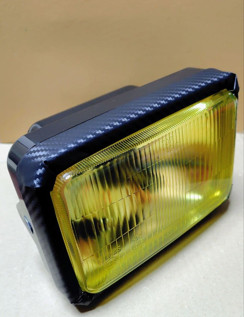 角形 角目 ヘッドライト イエローレンズ H4LEDバルブ付【新品・未使用品】