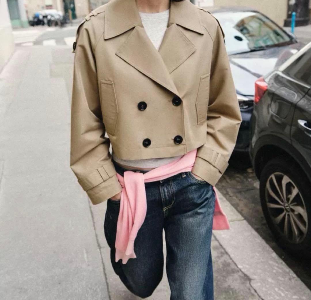 zara ショートダブルブレストトレンチコート