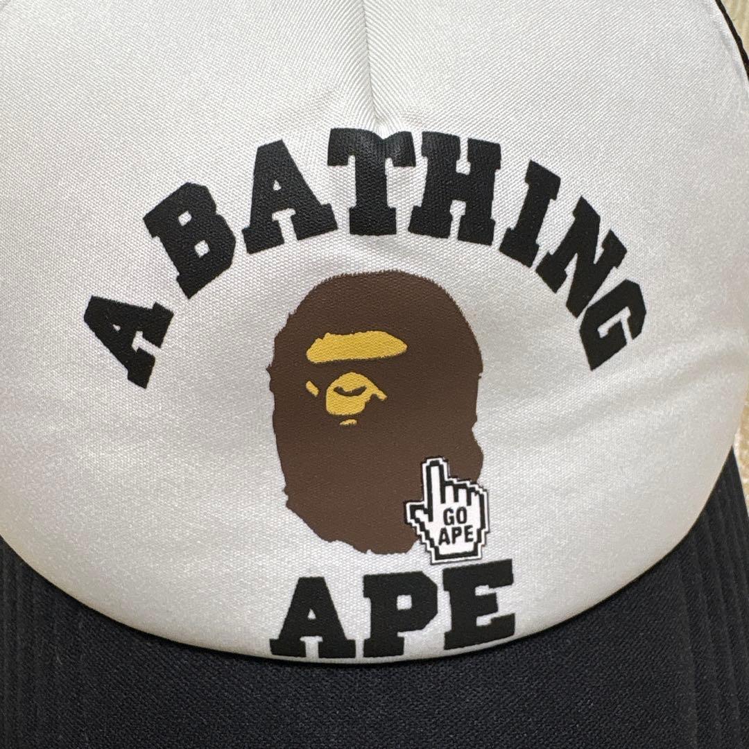 A BATHING APE エイプ メッシュキャップ ホワイト/ブラック