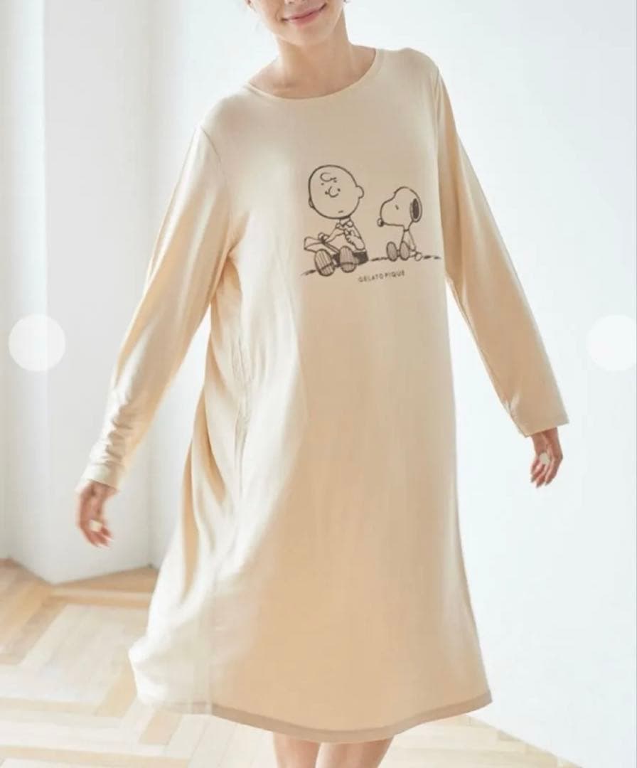 スヌーピー 新品 PEANUTS ワンポイントドレス ワンピース　ジェラピケ