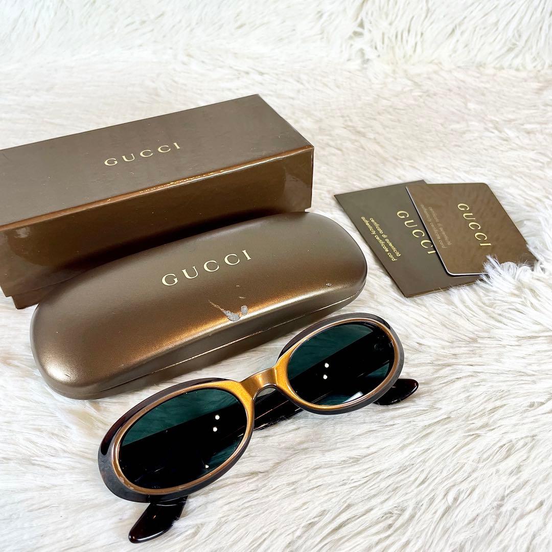 極美品　GUCCI　サングラス　GG2419　グリーンレンズ　ブラウンフレーム