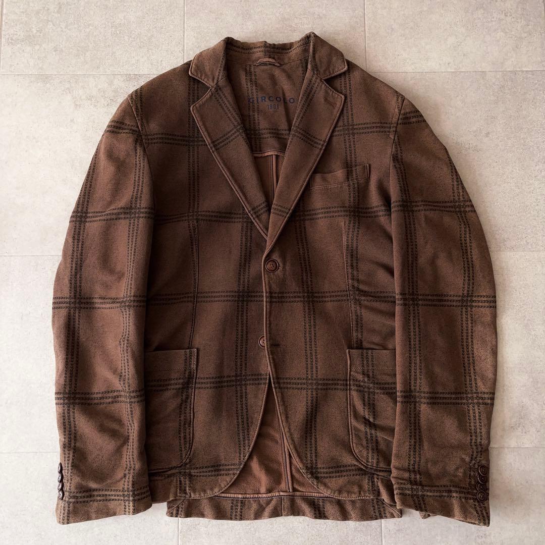 美品✨️チルコロ1901 ストレッチジャージ テーラード 50 ブラウン×チェック
