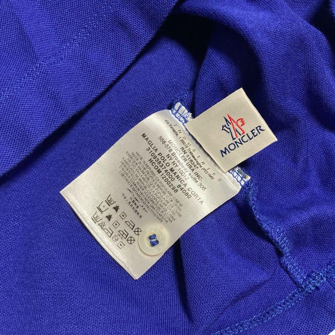 定番人気★モンクレール ポロシャツ 半袖 ロゴワッペン ブルー