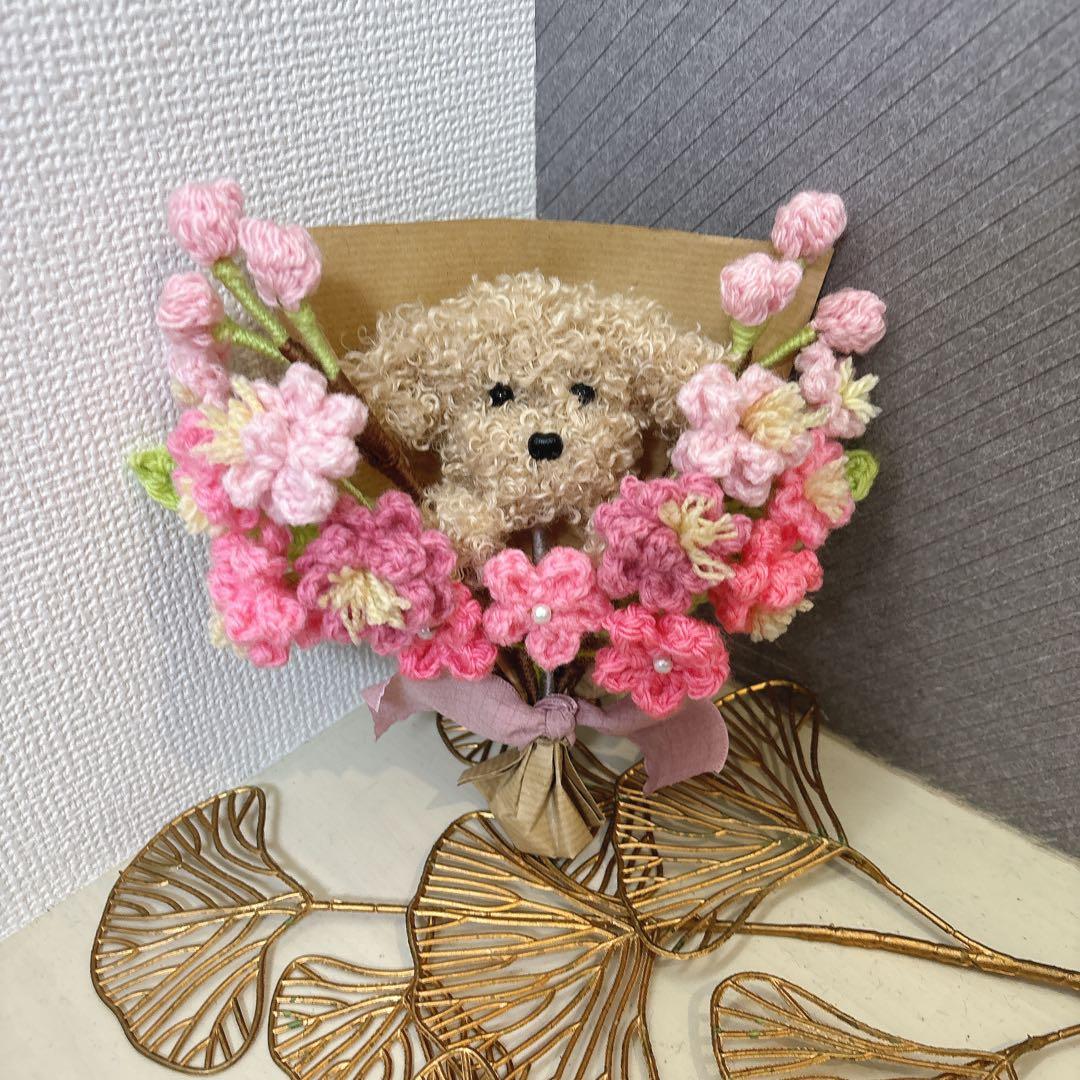 オーダーアニマルブーケ　枯れない花　桜　八重桜　シマエナガ　トイプー