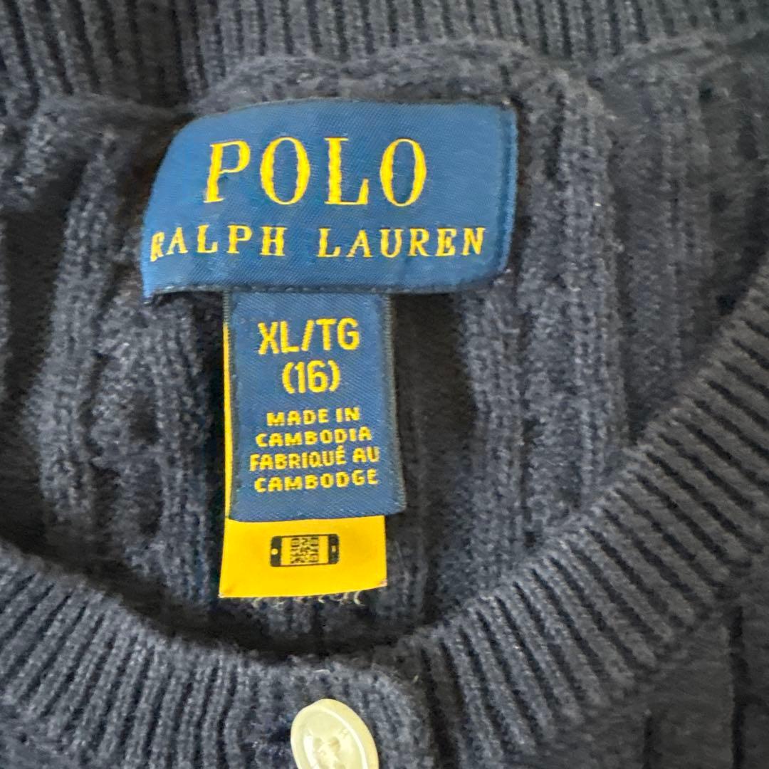 Ralph Lauren ネイビー ケーブルニットカーディガン 155~160