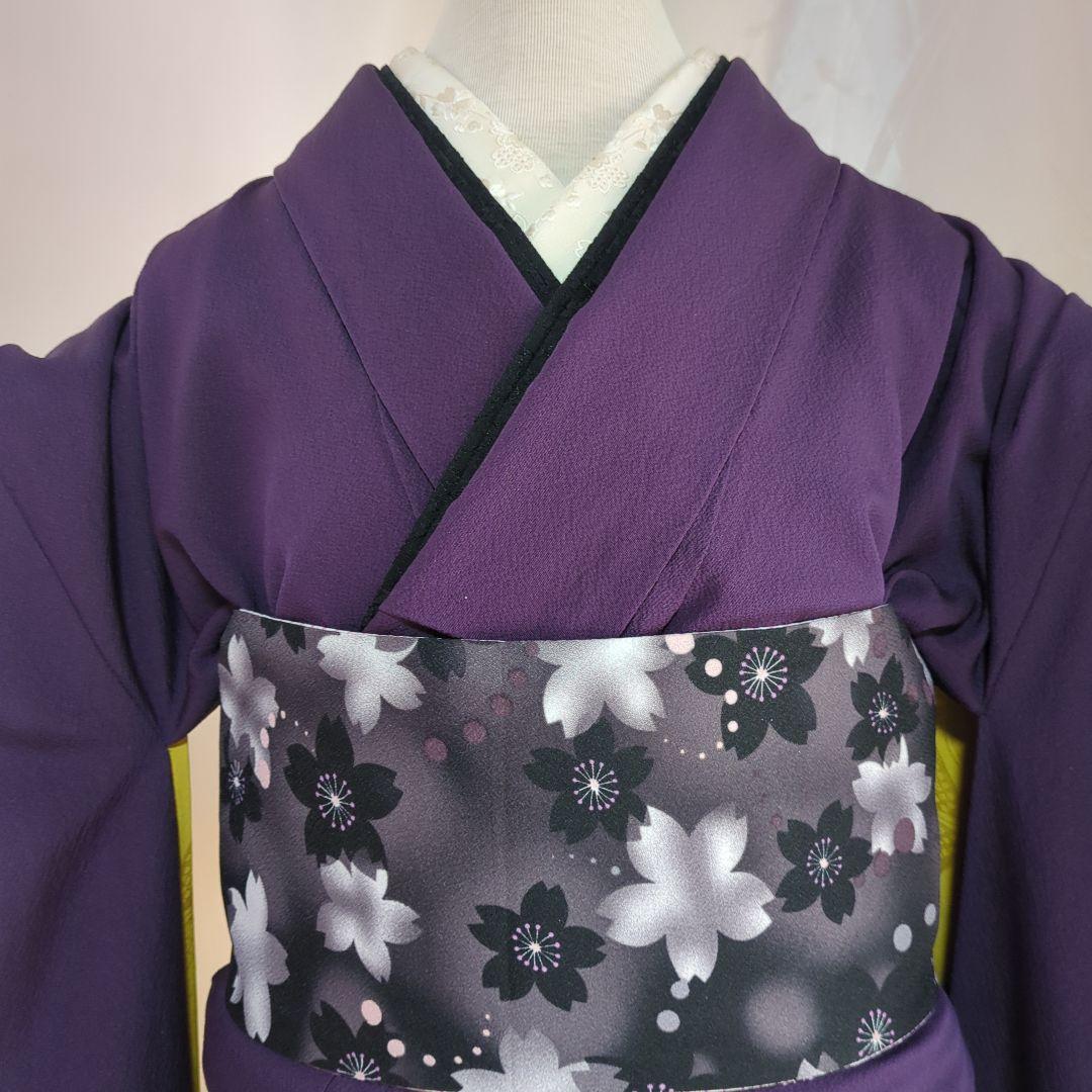 卒業式　正絹振袖 と袴セット 紫色 　コーディネート一式5点セット