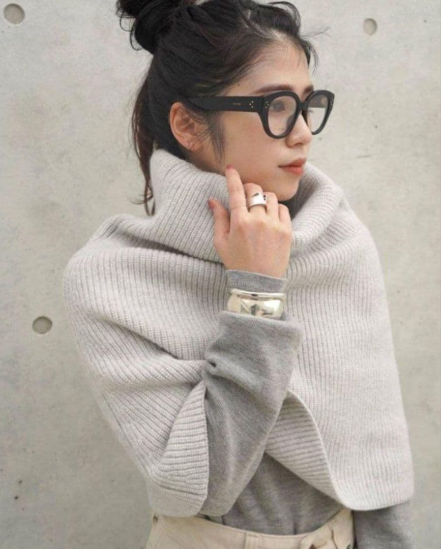 AP STUDIO　リブニットケープ　rib knit cape