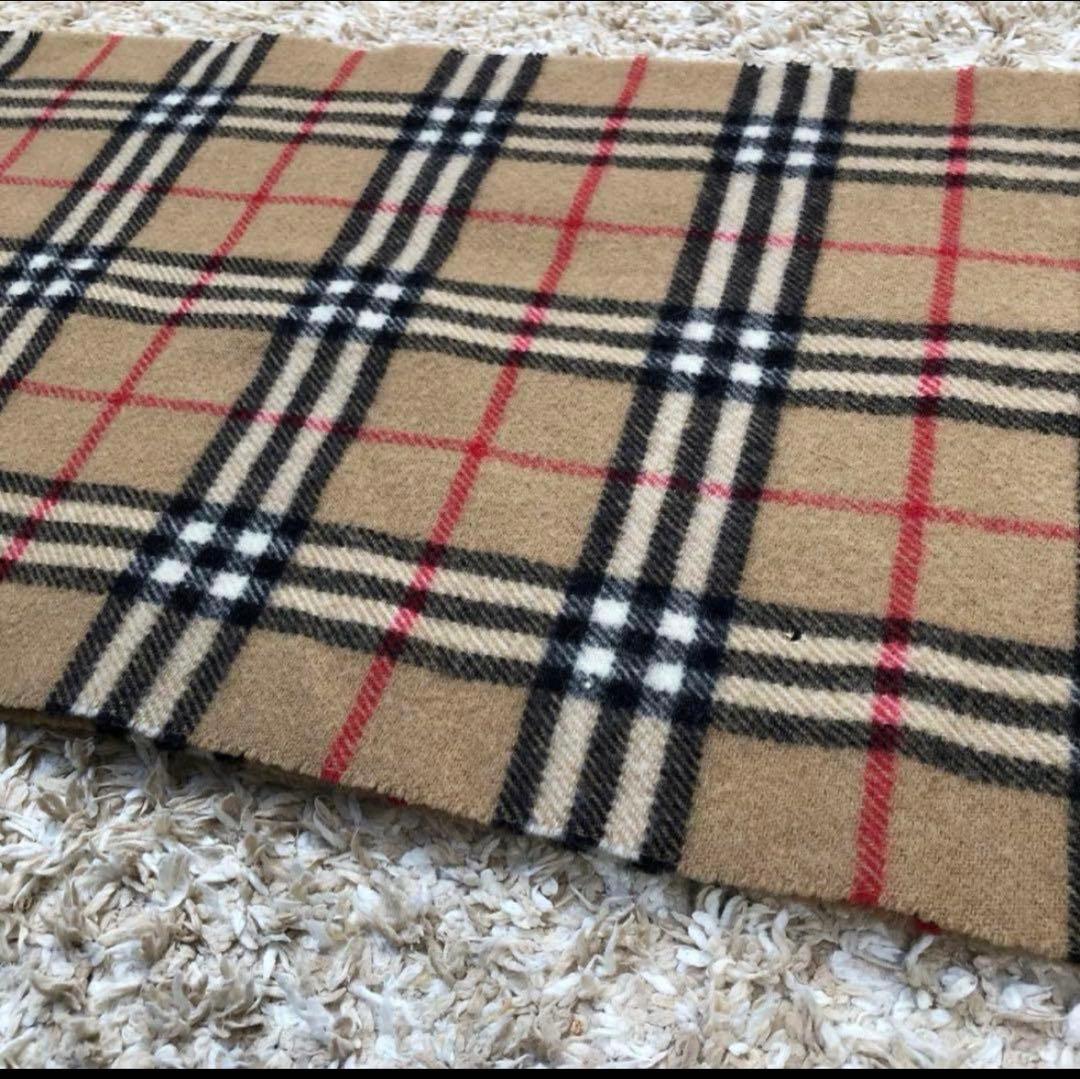 美品 BURBERRY ノバチェック ウール マフラー 防寒具 フリンジ
