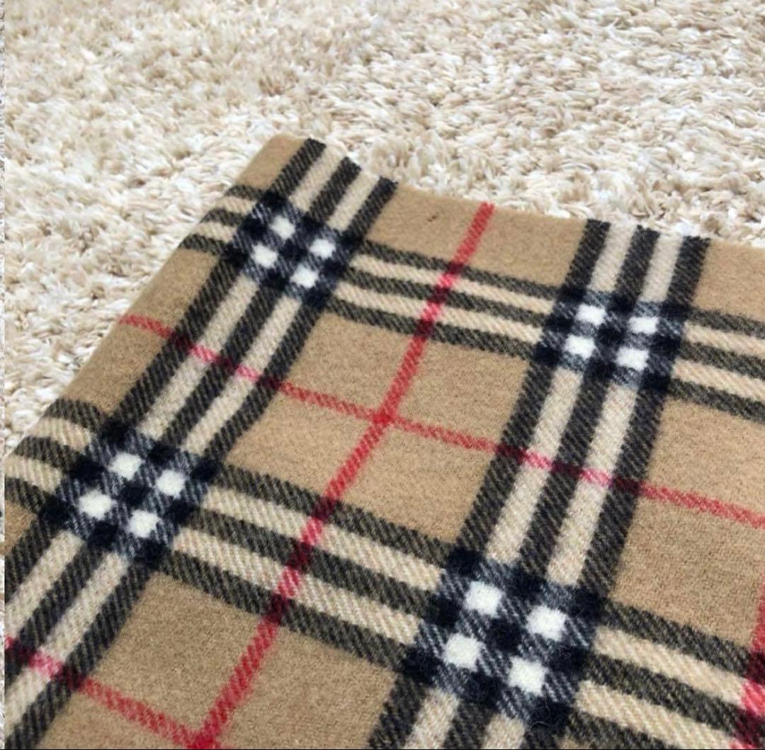 美品 BURBERRY ノバチェック ウール マフラー 防寒具 フリンジ