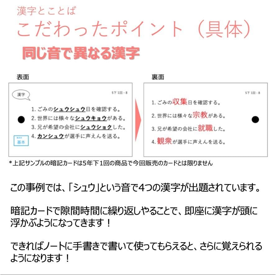 中学受験 暗記カード【5年下 国語1-9回】 予習シリーズ 組み分け対策