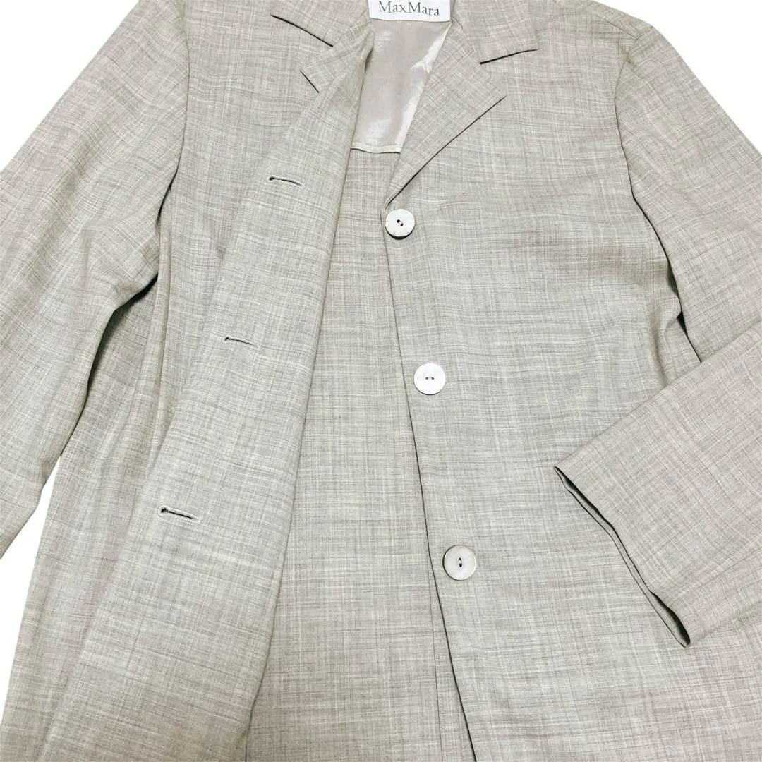 美品✨MaxMara テーラードジャケット白タグ　イタリア製ウール94グレージュ