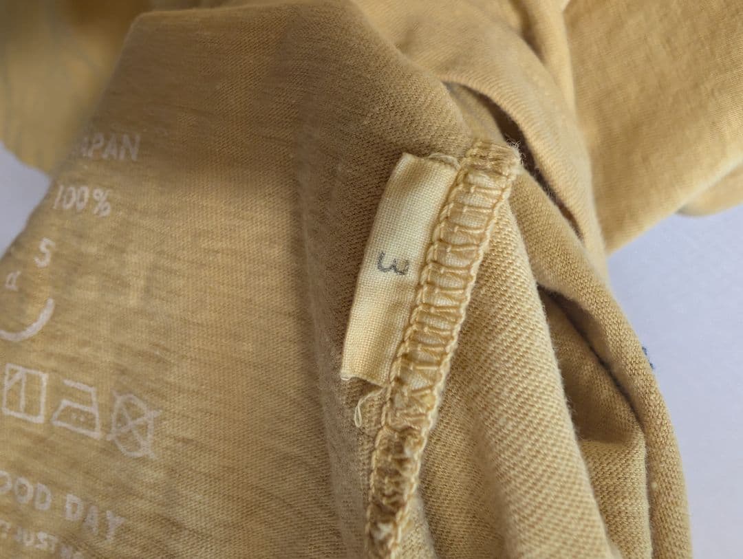 45rpmイエロー ノースリーブポロシャツ タツノオトシゴ刺繍
