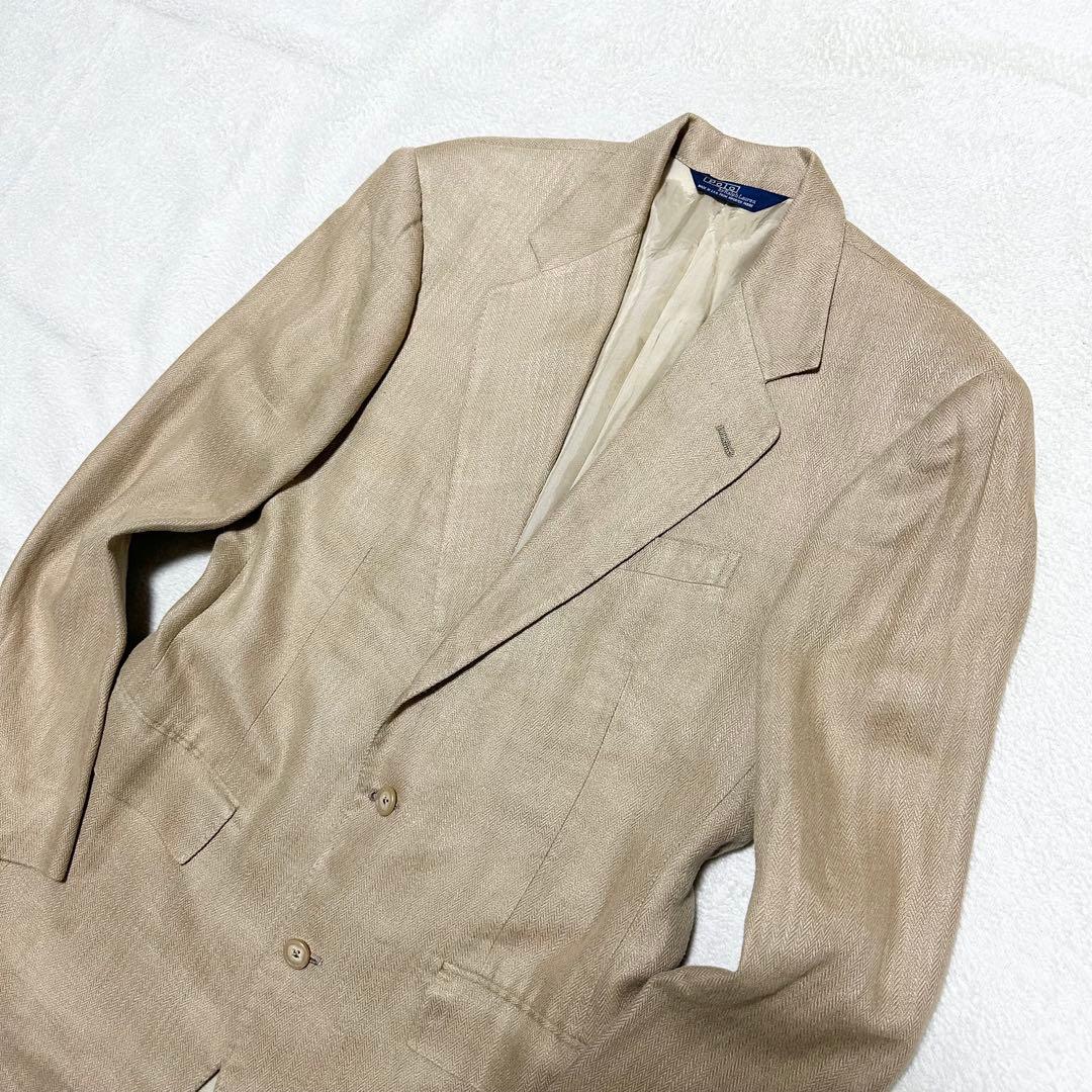 011 USA製 ラルフローレン リネン100% ヘリンボーン ジャケット L