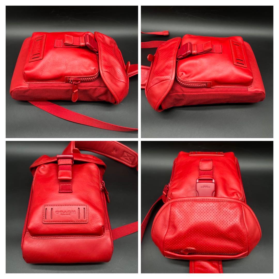 【美品】COACH レザー ボディバッグ 斜め掛け ワンショルダー 赤 1946