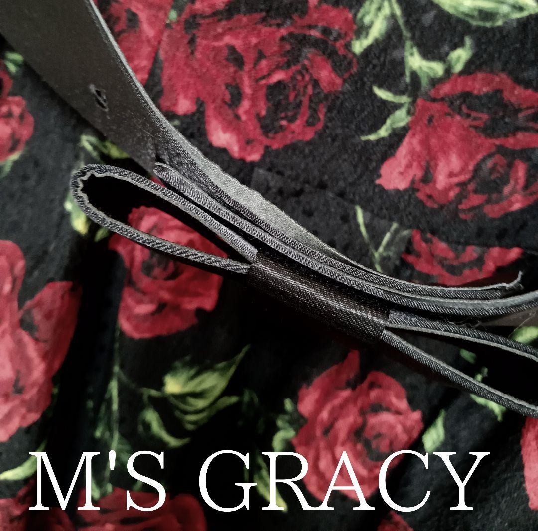 M'S GRACY カタログ掲載 バラ柄ワンピース リボンベルト付き