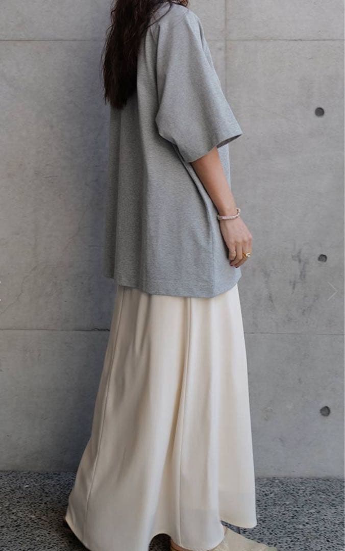Mic honマチャット モックネックオーバーTシャツ　グレー、ホワイト色