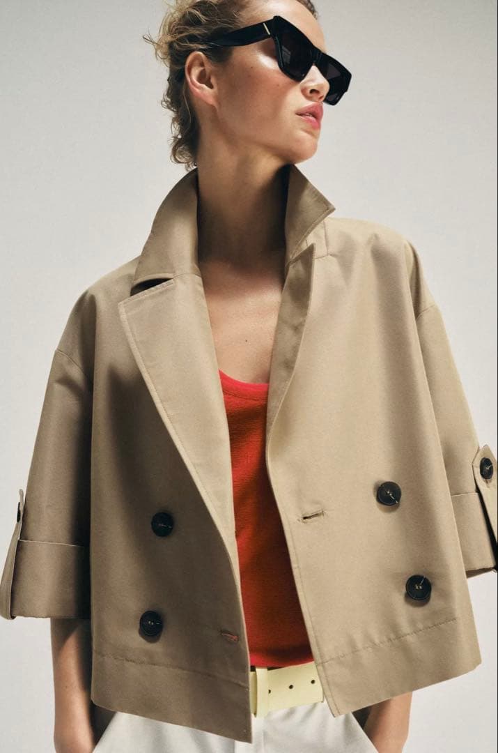 【完売品】ZARA ショート丈ショートスリーブトレンチコート S 新品タグつき