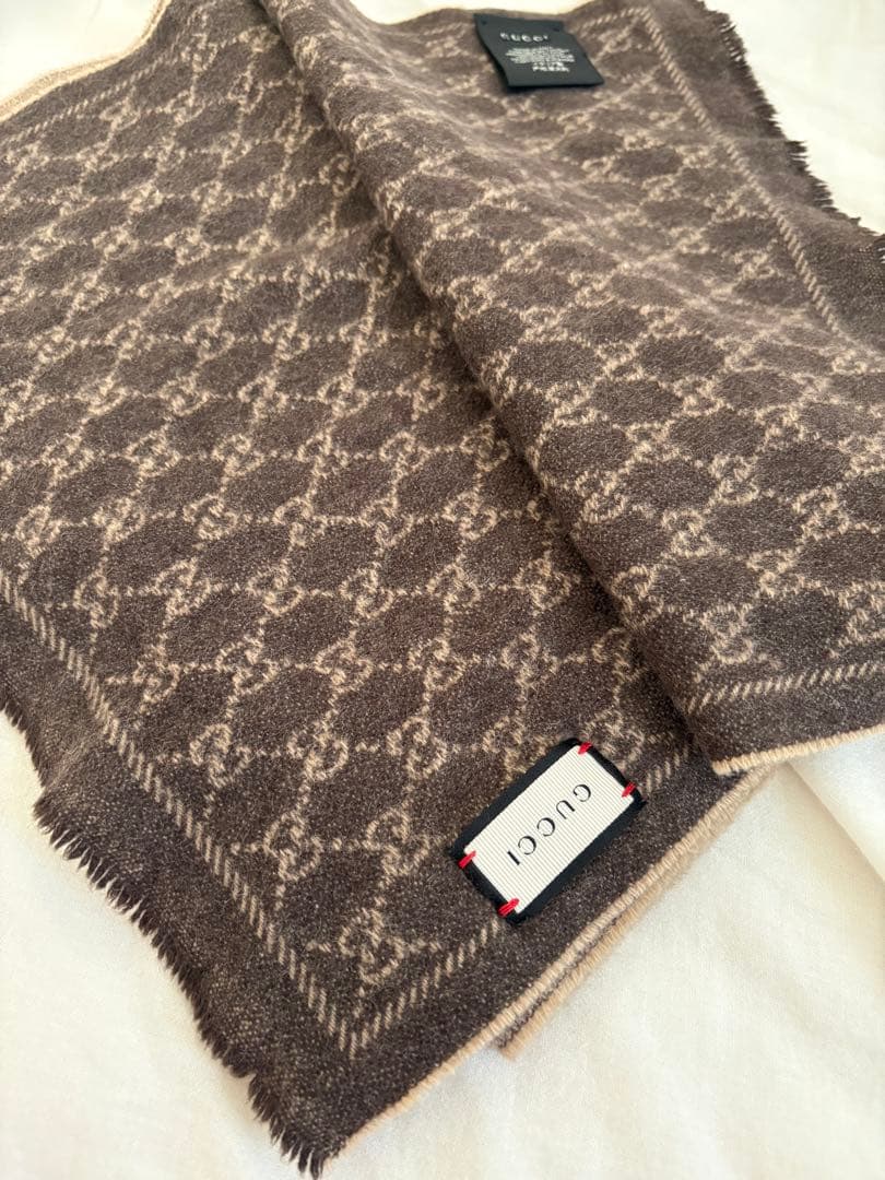 即発送　Gucci GGパターン マフラー ブラウン