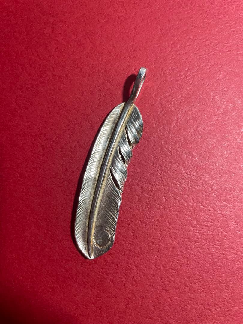 silver925特大フェザーイーグルフックメタル付ホイール細角チェーン3mm
