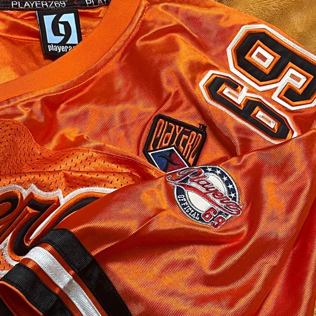 【Y2K】PLAYERZ69 アメフトジャージ 69 オレンジ 大きめ 2XL