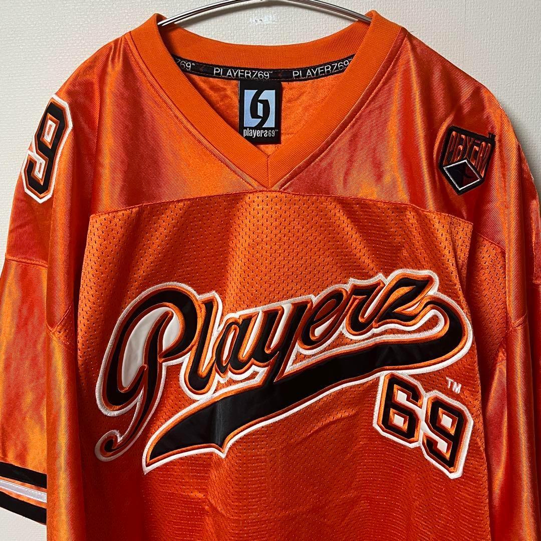 【Y2K】PLAYERZ69 アメフトジャージ 69 オレンジ 大きめ 2XL