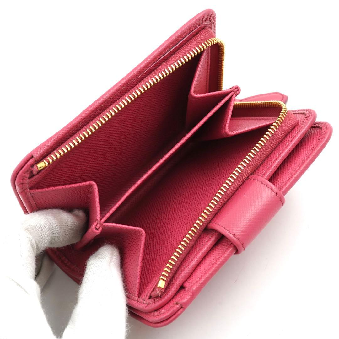 ✨未使用展示品・箱付き✨　PRADA ミニ財布　サフィアーノレザー　L字 ピンク