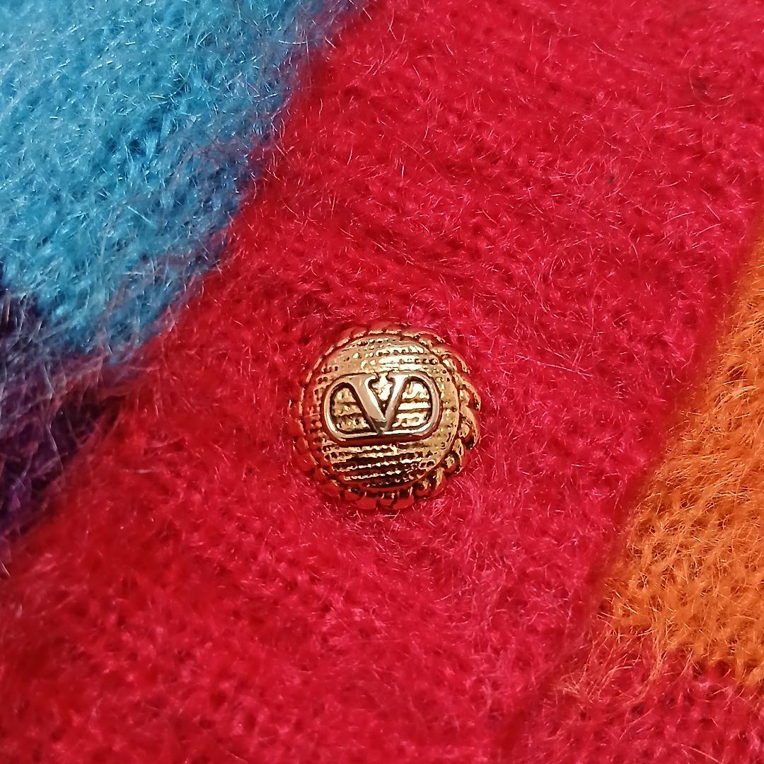 美品 valentino garavani モヘヤ混カーディガン チェック 金釦