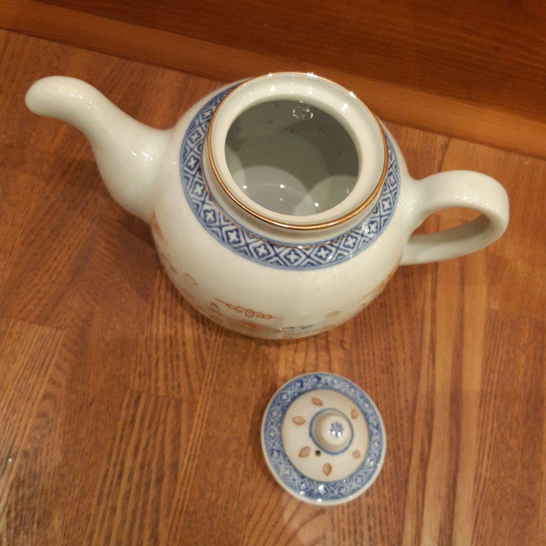 中国景徳鎮茶器 染付け蛍煎茶急須/中国壁掛け飾り皿　アンティーク