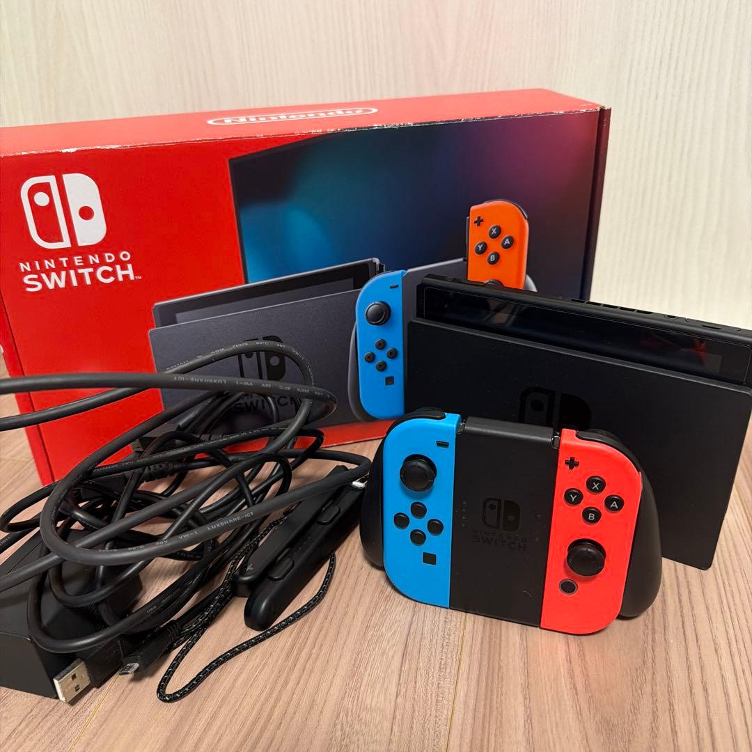 Nintendo Switch 本体 青/赤　ケーブル一式＆マイクロSDつき