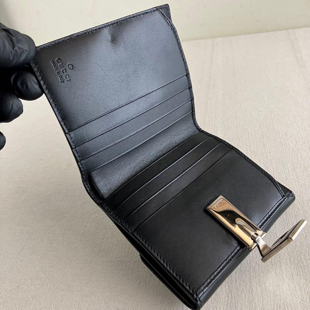 GUCCI Compact Wallet Black Leather 財布 黒