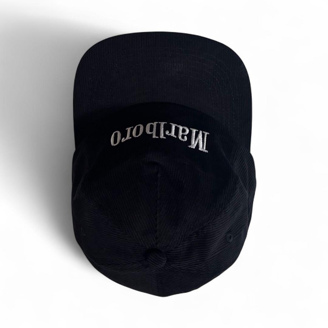 マルボロ コーデュロイキャップ Marlboro CAP ブラック 黒 白刺繍