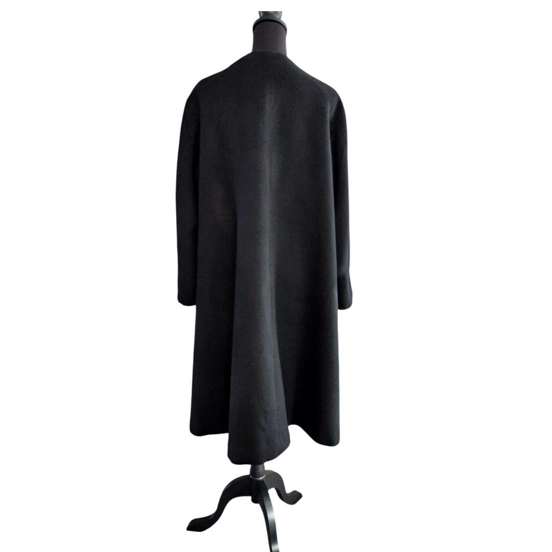 JOURNAL STANDARD ノーカラー ウールロングコート 黒 Aライン