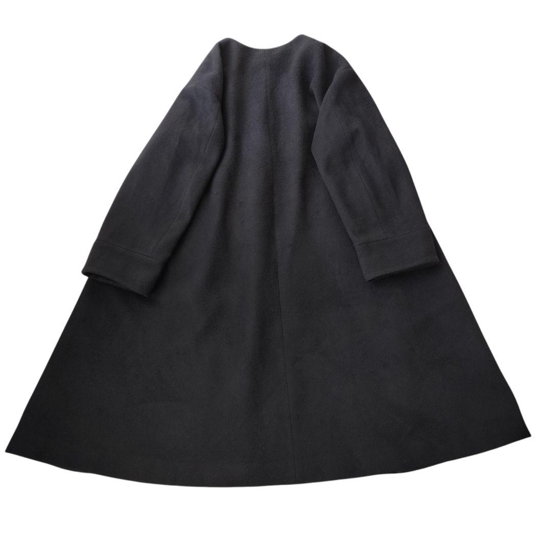 JOURNAL STANDARD ノーカラー ウールロングコート 黒 Aライン