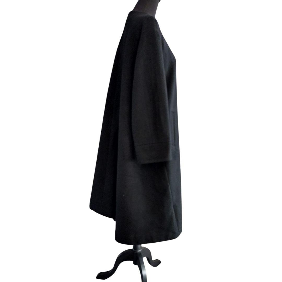 JOURNAL STANDARD ノーカラー ウールロングコート 黒 Aライン
