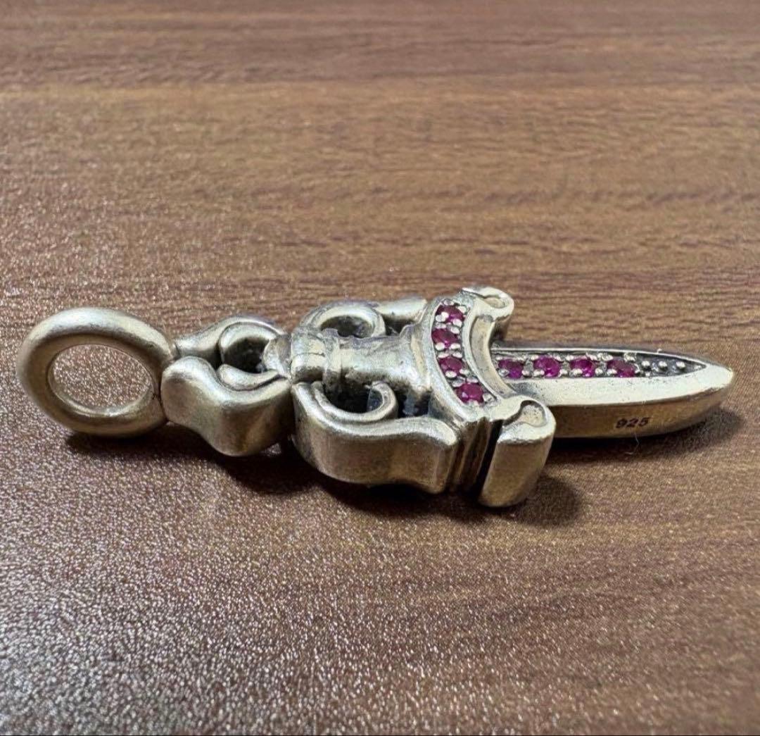 CHROME HEARTS ダブルダガー　カスタムパヴェ SV925 ルビー