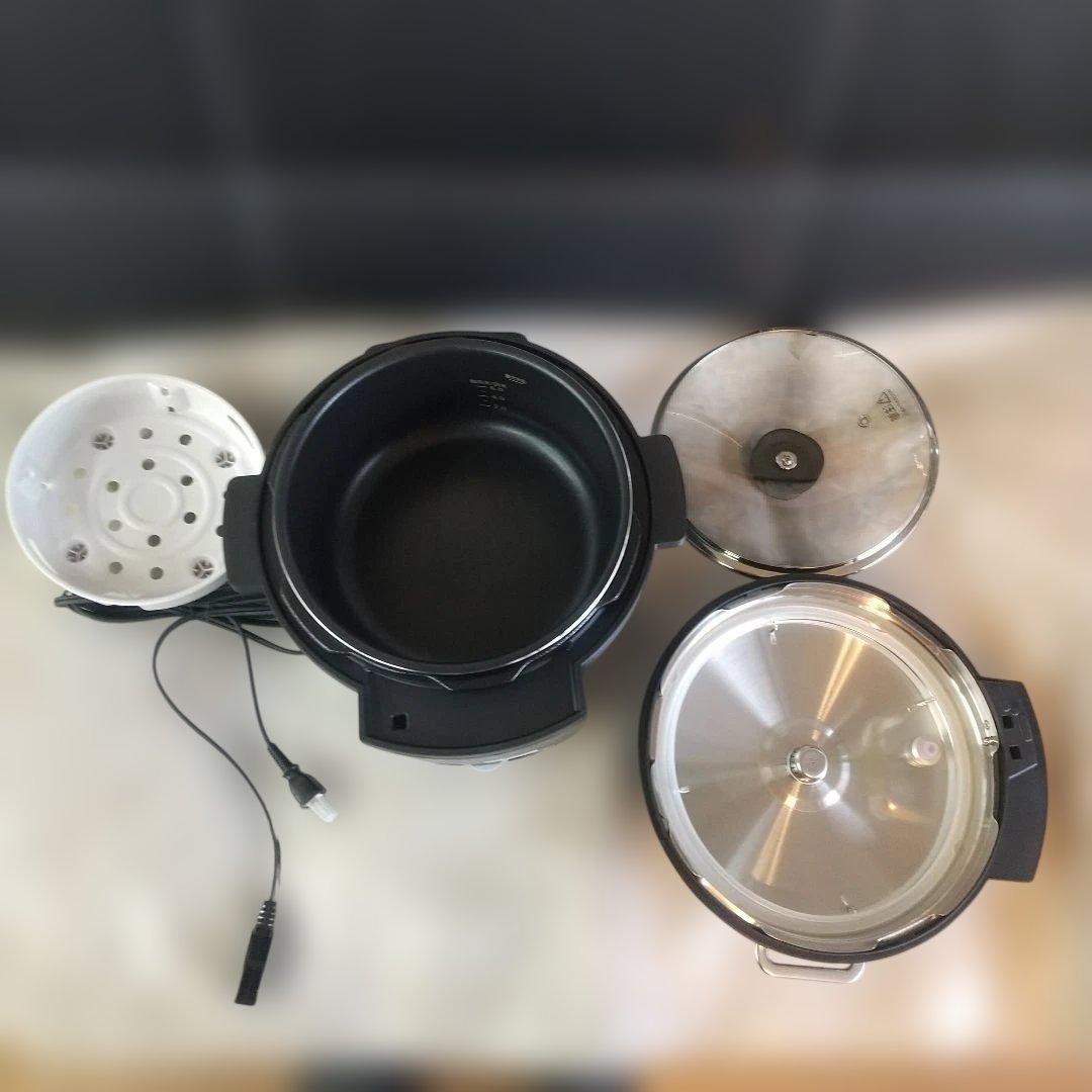 ♥️アイリスオーヤマ ♥️電気圧力鍋 4L 黒 デジタル表示 ガラス蓋付き