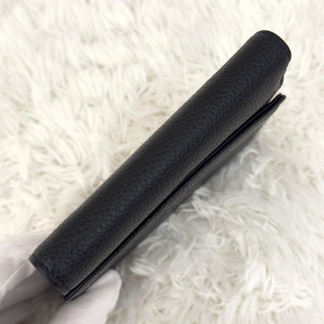 極上美品✨CHANEL シャネル キャビアスキン 折り財布 ココマーク ブラック