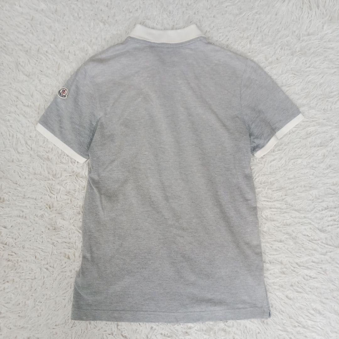 ✨美品✨モンクレール　ポロシャツ　ビッグロゴ グレー　ライン　XS