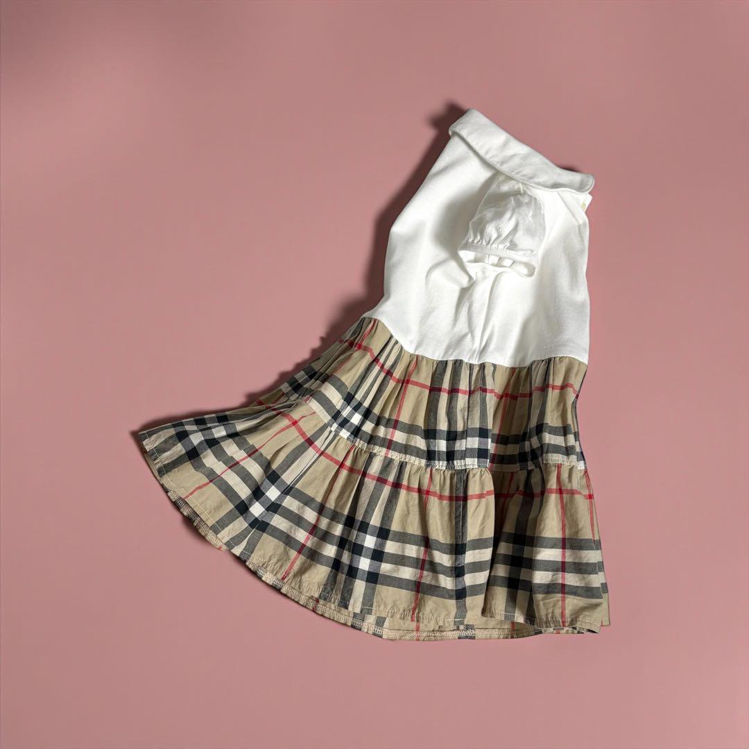 美品BURBERRY半袖ワンピース80女の子キッズ正規品子供服バーバリー