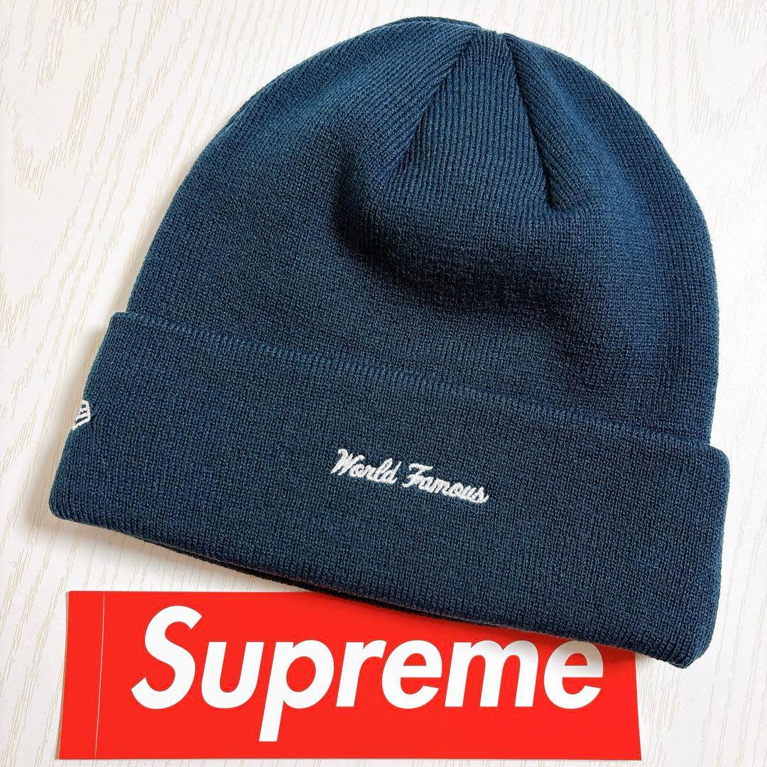 Supreme NEW ERA ニット帽　ビーニー　クロスBOXロゴ　ネイビー