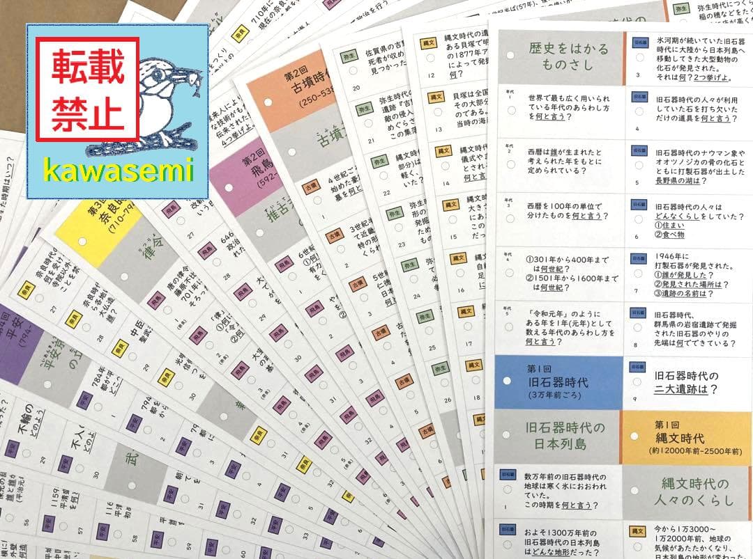 ゴロ付【中学受験】予習シリーズ社会 5年下 (全単元) 歴史 暗記カードa