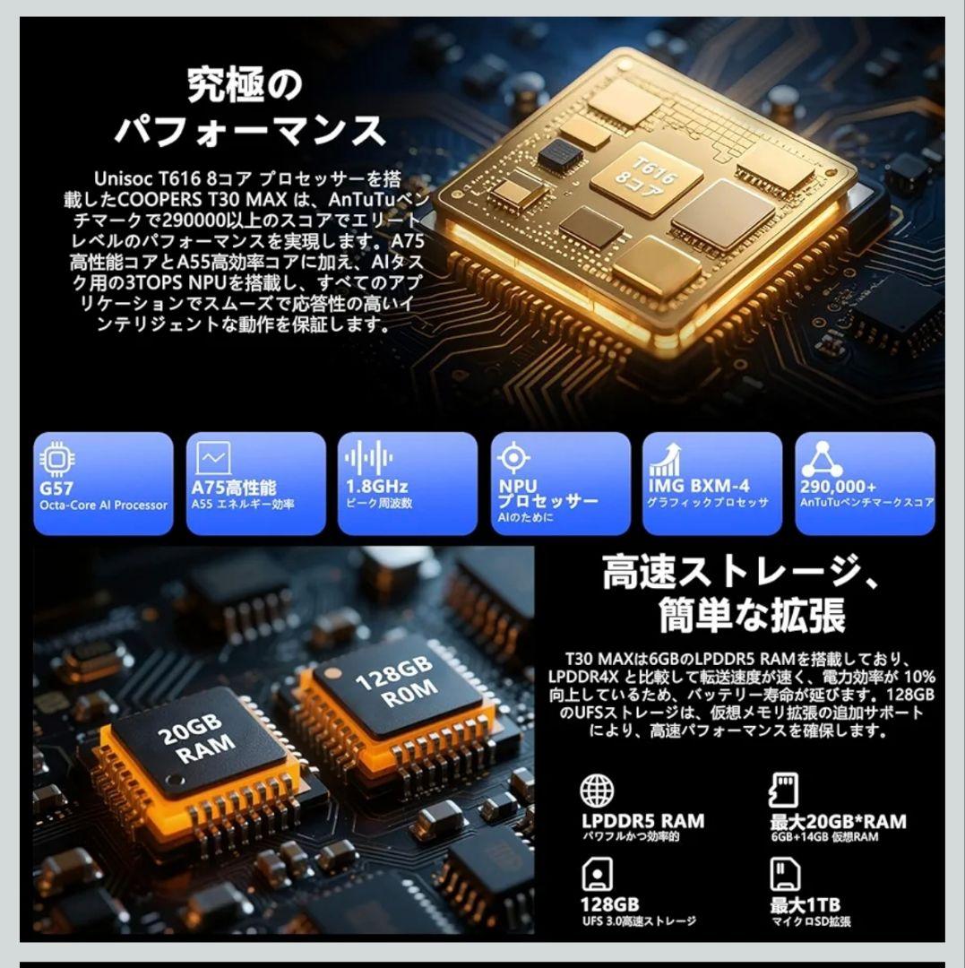 COOPERS T30 MAX Tablet 12インチ Android 15