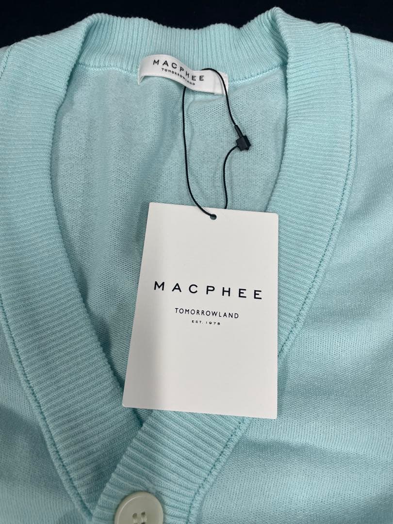 MACPHEE コットンVネックカーディガン S 水色 日本製 新品
