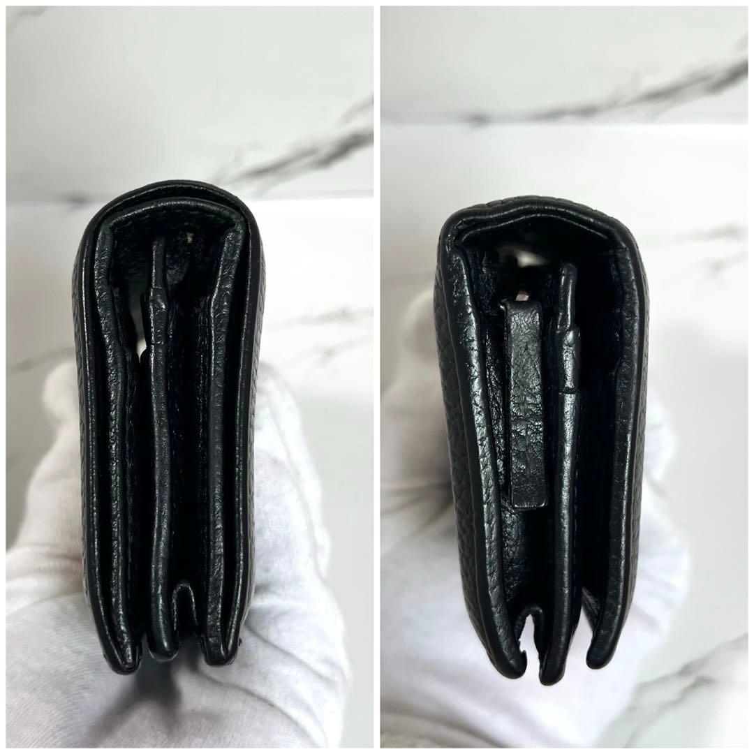 【人気】GUCCI ２つ折り財布 マーモント GG レザー ブラック