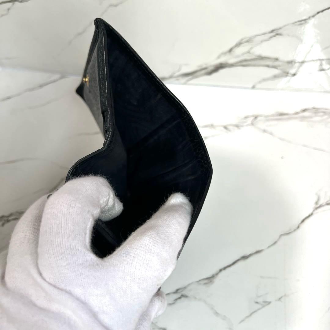 【人気】GUCCI ２つ折り財布 マーモント GG レザー ブラック