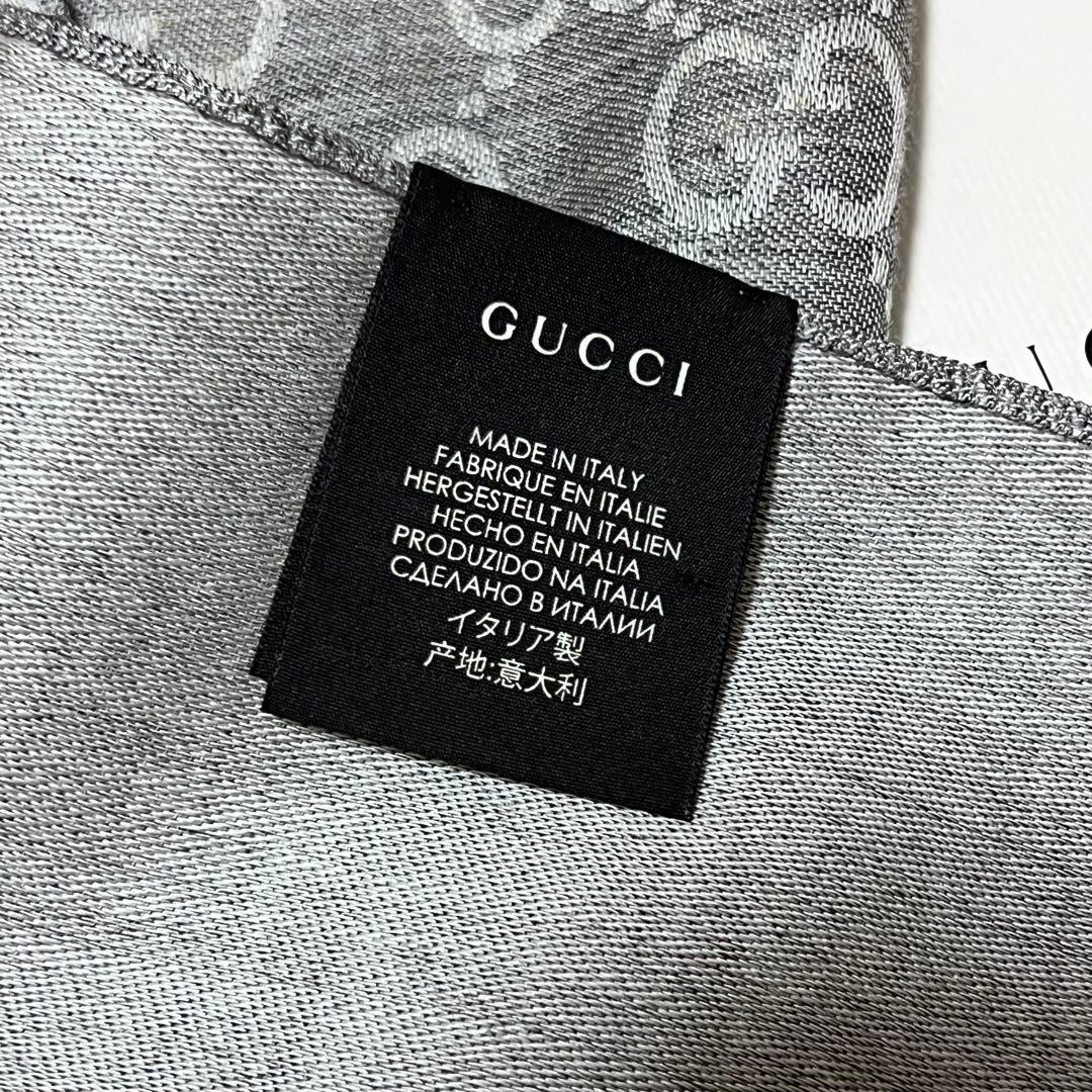 【訳あり未使用品】GUCCI グッチ GG柄 ウール×シルク ストール グレー