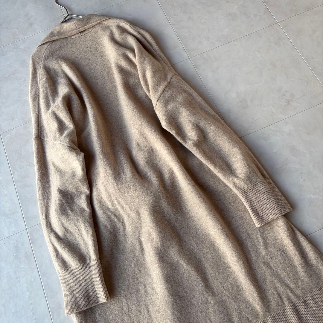 エンフォルド ウールカシミヤ ショールカラー ロングカーディガン ベージュ 38
