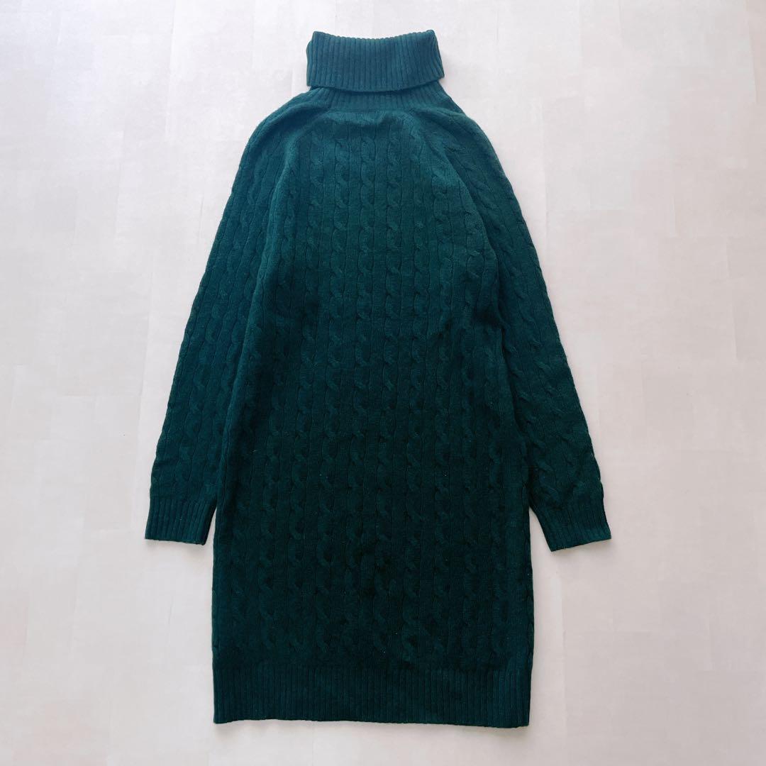 美品✨近年 ポロラルフローレン ウールカシミヤ ケーブルニットワンピース S