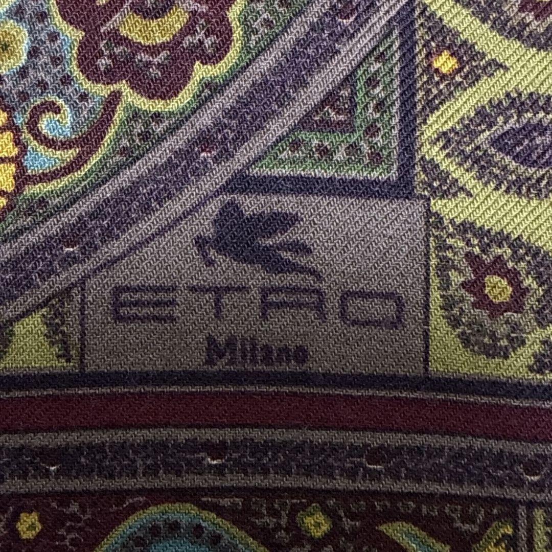【極美品】ETRO エトロ シルク混 イタリア 超大判ストール スカーフ
