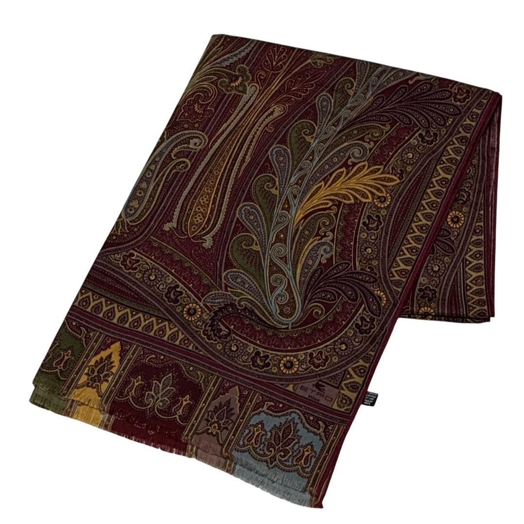 【極美品】ETRO エトロ シルク混 イタリア 超大判ストール スカーフ